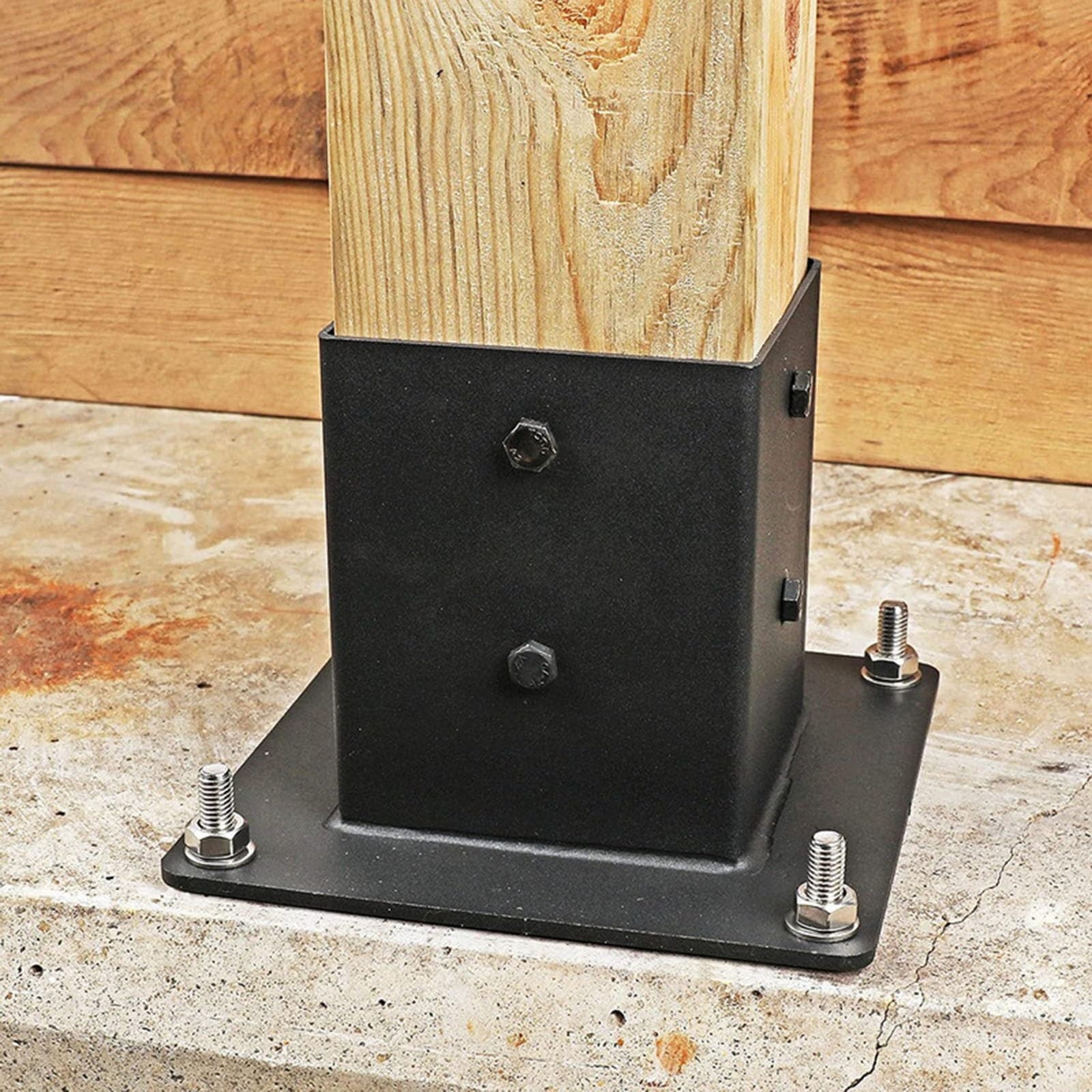1 2 4 Pack Fence Post Support Base Steel Heavy Duty Bolt Down Square Bracket For Outdoor Pavilion Deck Railing Stand Apply To 3 5 x3 5 Wood Post Color 2pack Size 15x12cm 5 9x4 75inch 