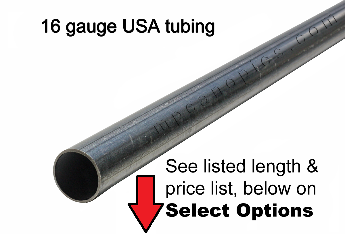 1 5 8 X 4 To 24 Galvanized Tubing 16 Gauge USA Grade A Best Quality 20 Lengths MP Canopies Tarps LLC