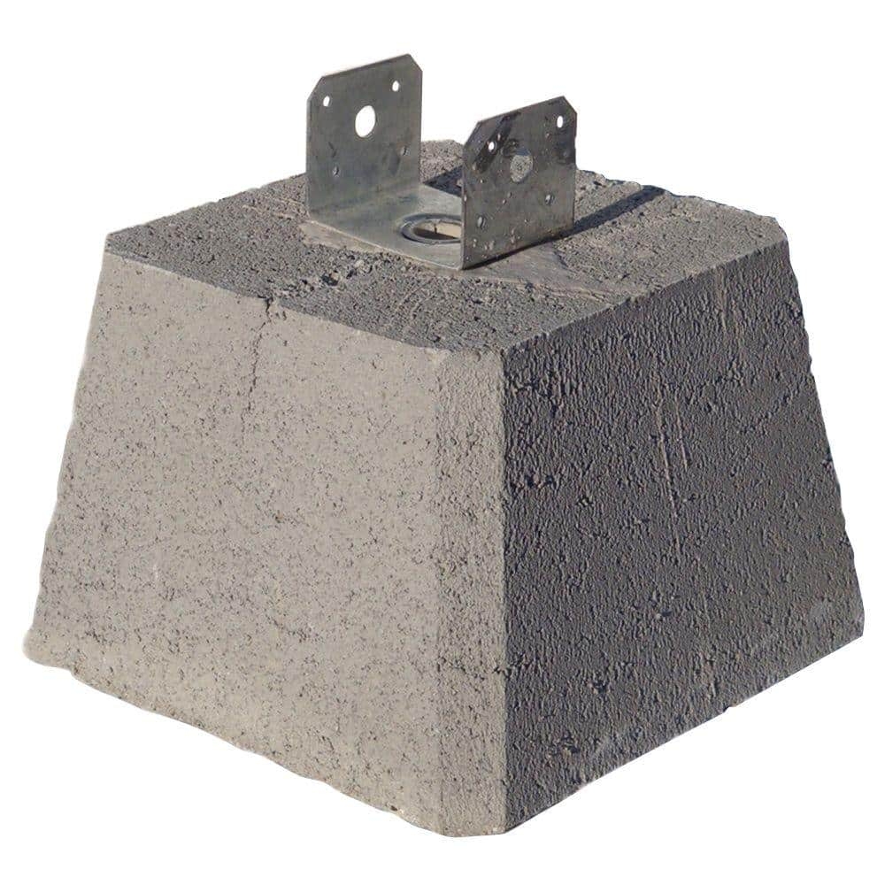 11 In X 11 1 2 In X 11 1 2 In Concrete Pier Block With Metal Bracket 8053112 The Home Depot