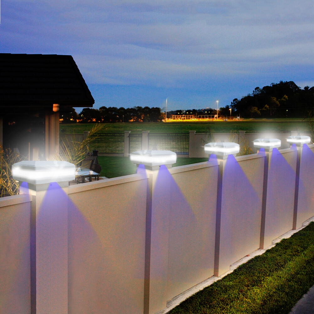 12Pack LED White Solar Powered Post Deck Cap Square Fence Light Fits 4x4 5x5 6x6 EBay