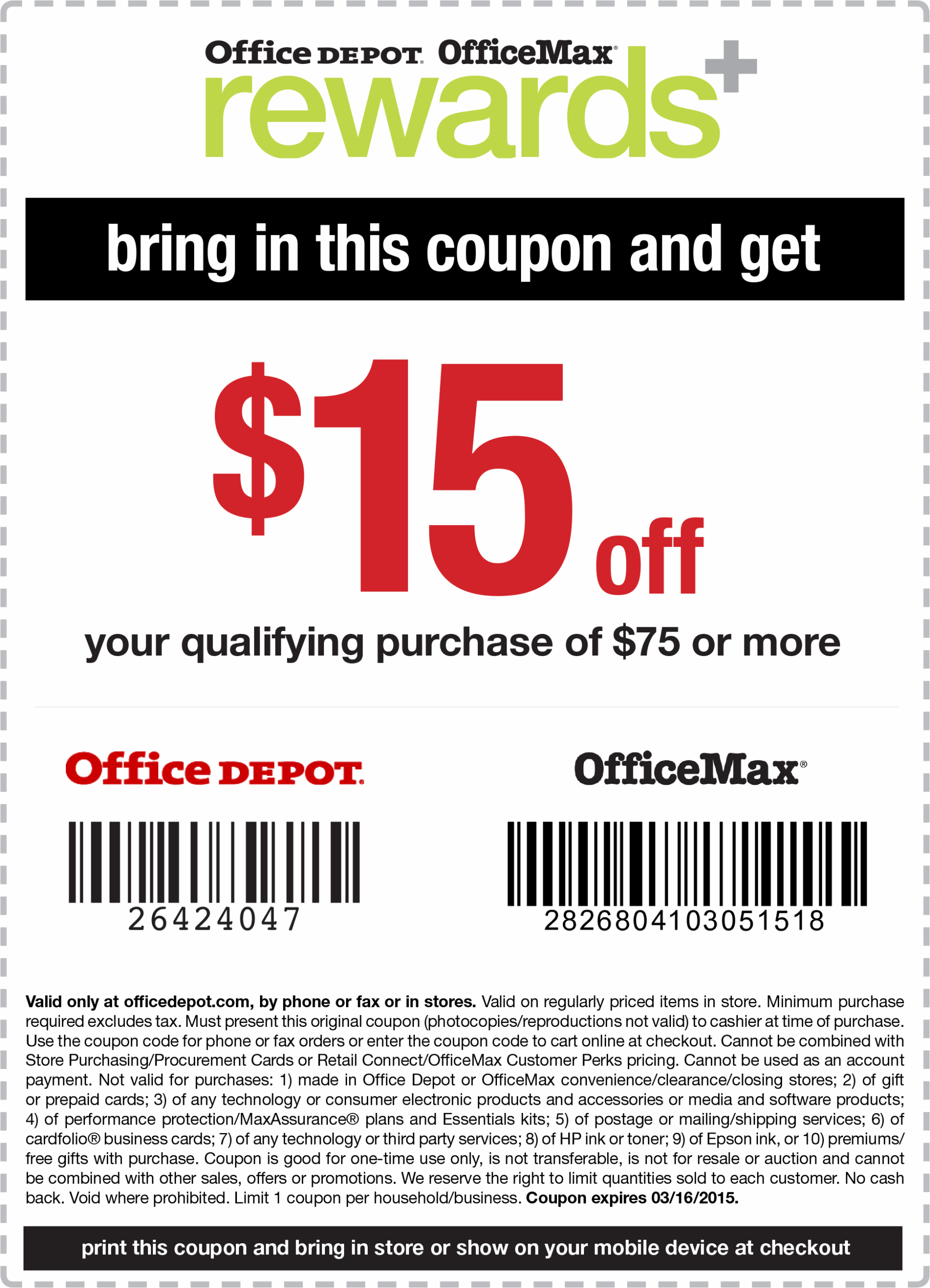  15 Off 75 At Office Depot OfficeMax Or Online Via Promo Code 26424047 OfficeMax July 2025 Coupons Promo Codes Deals 