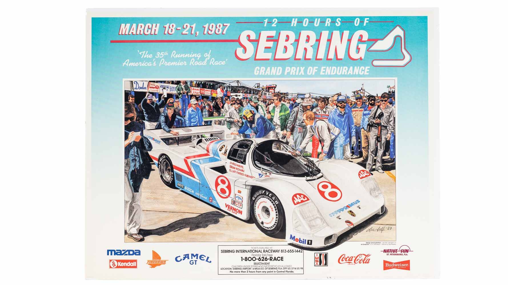 1987 12 Hours Of Sebring Race Poster Auction Mecum On Time