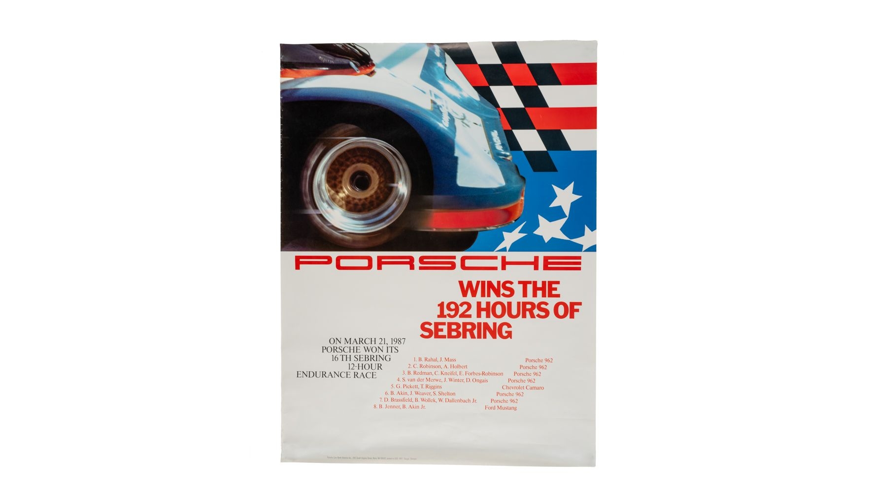 1987 Porsche Wins The 192 Hours Of Sebring Factory Poster Auction Mecum On Time