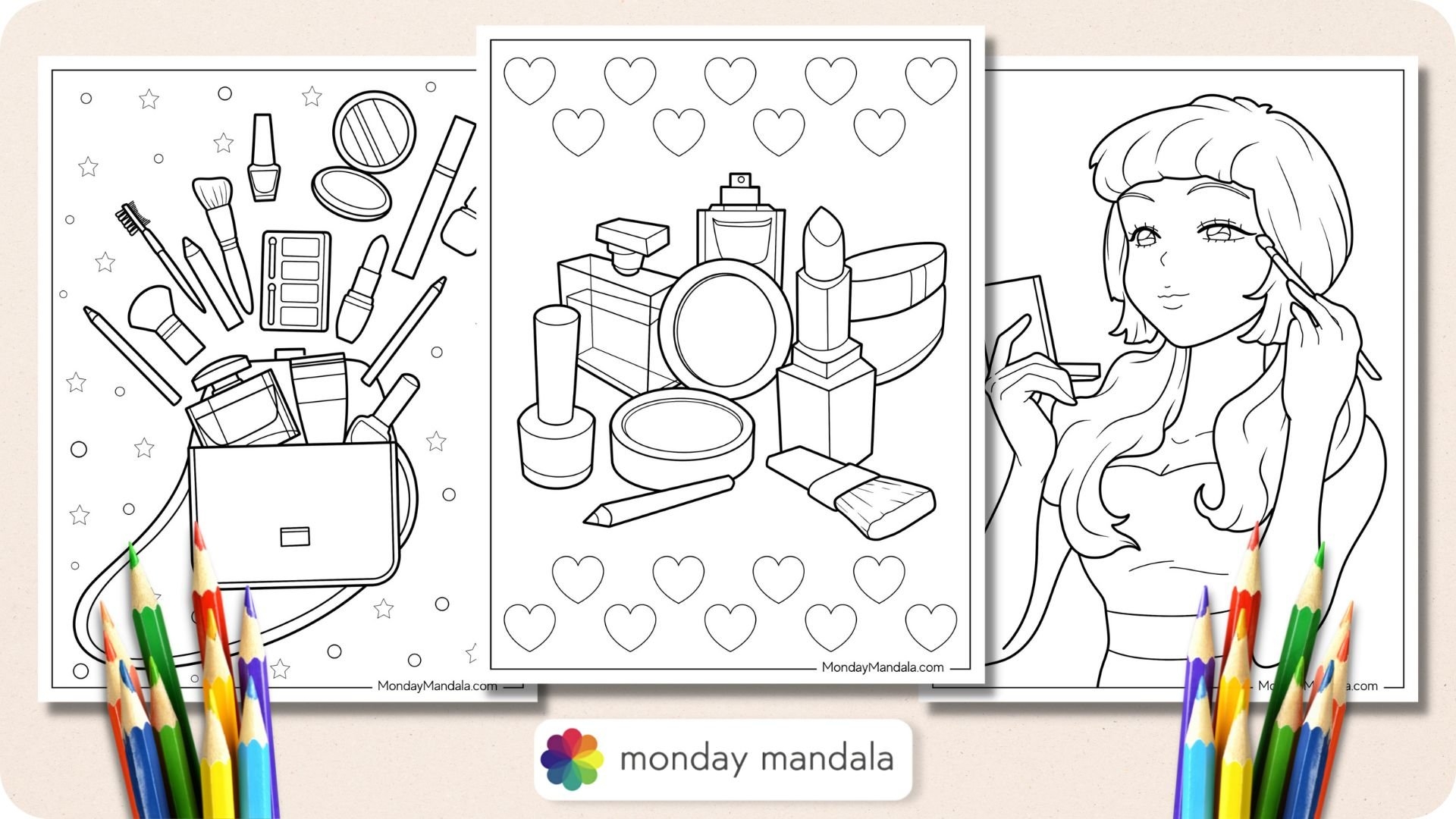 20 Makeup Coloring Pages Free PDF Printables 