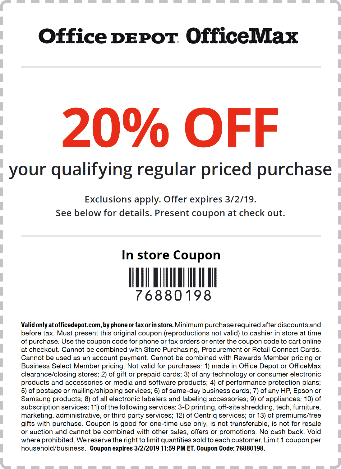 20 Off At Office Depot OfficeMax Or Online Via Promo Code 76880198 Office Depot July 2025 Coupons Promo Codes Deals 