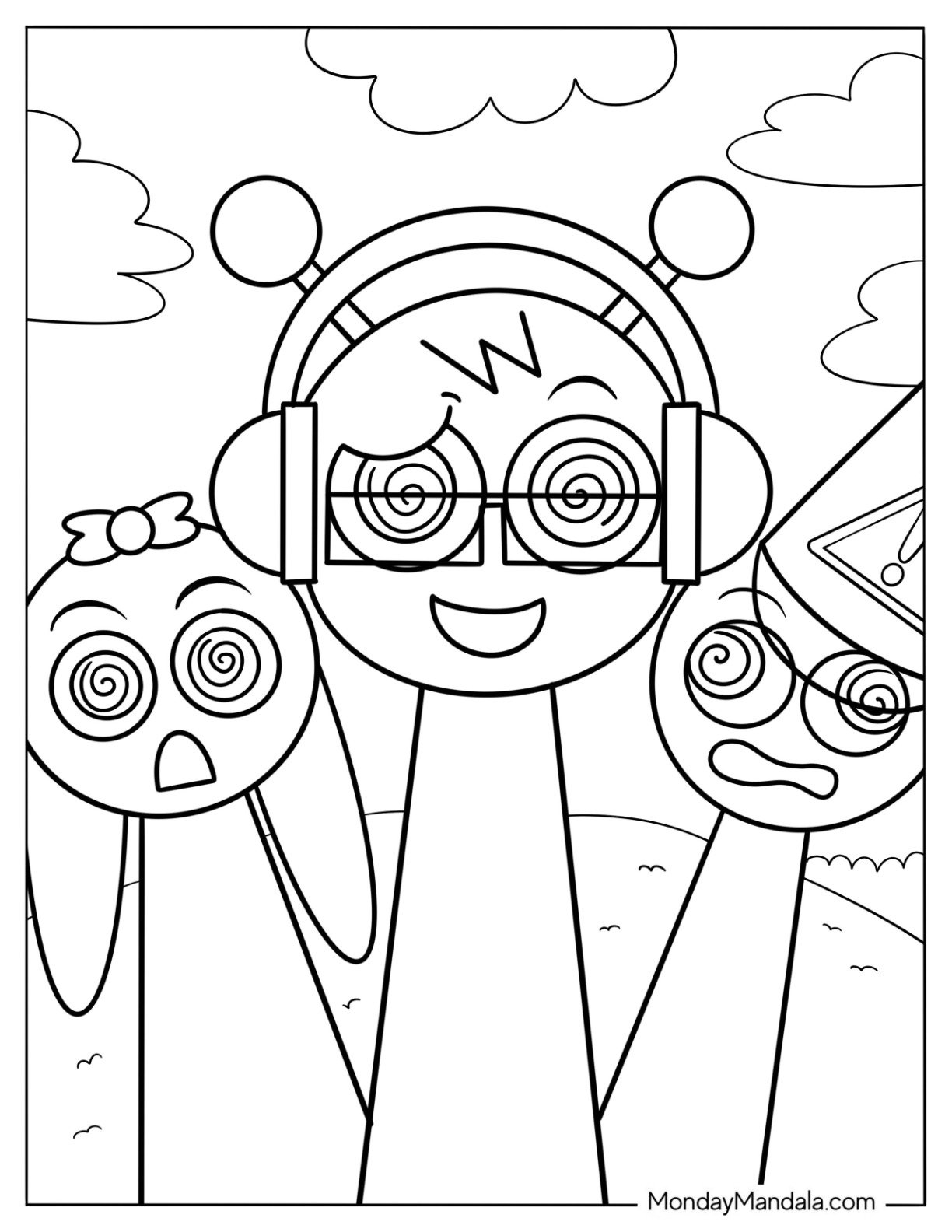 sprunki coloring page printable free