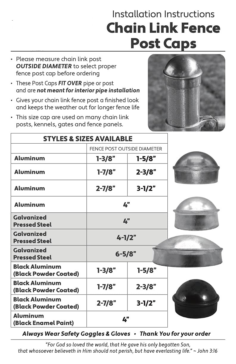 caps for chain link fence posts