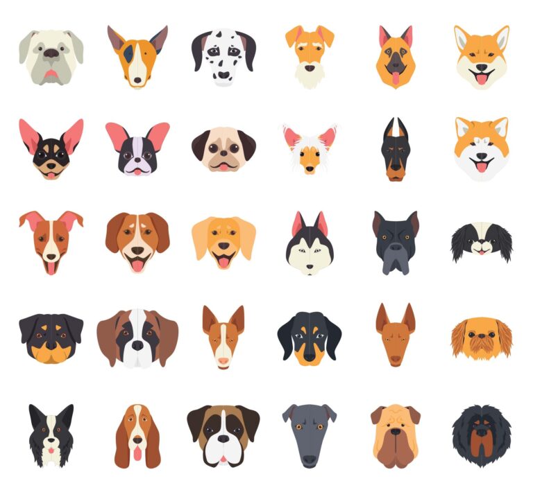 30 Free Dog Breeds Vector Icons AI 
