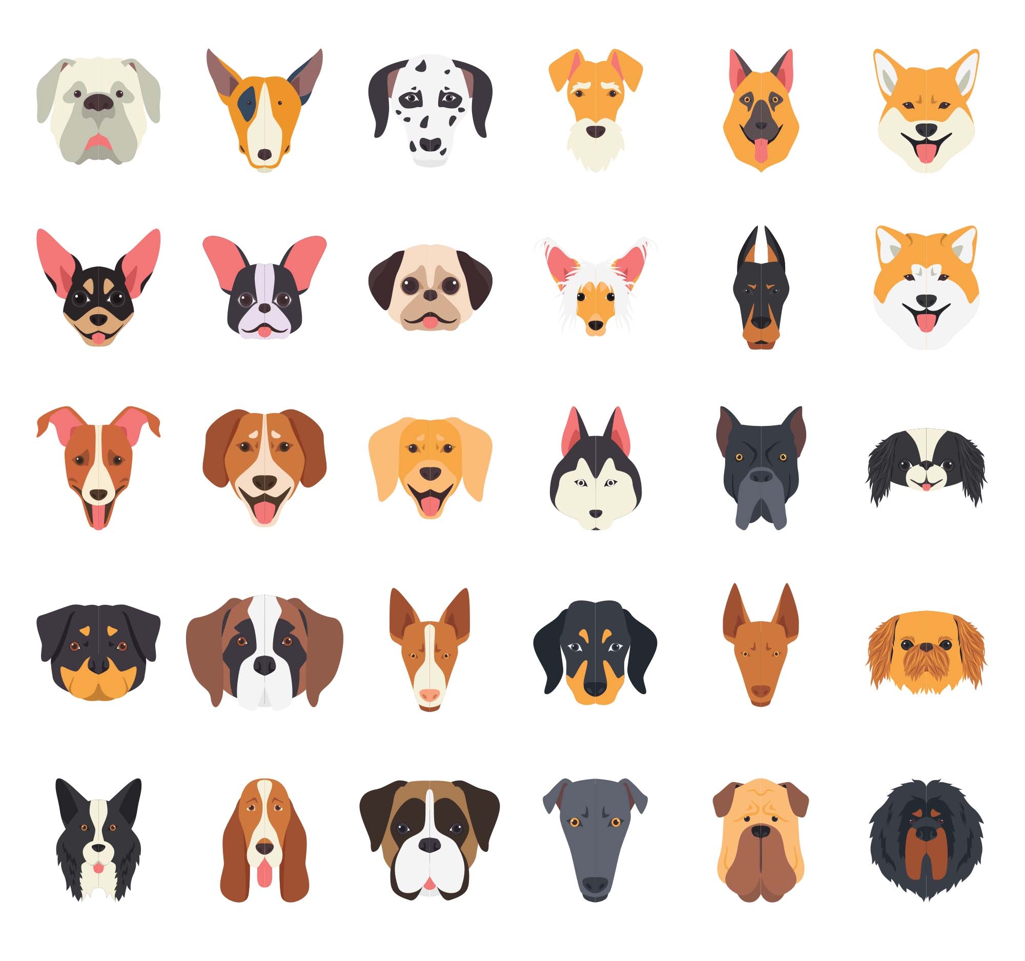 30 Free Dog Breeds Vector Icons AI 