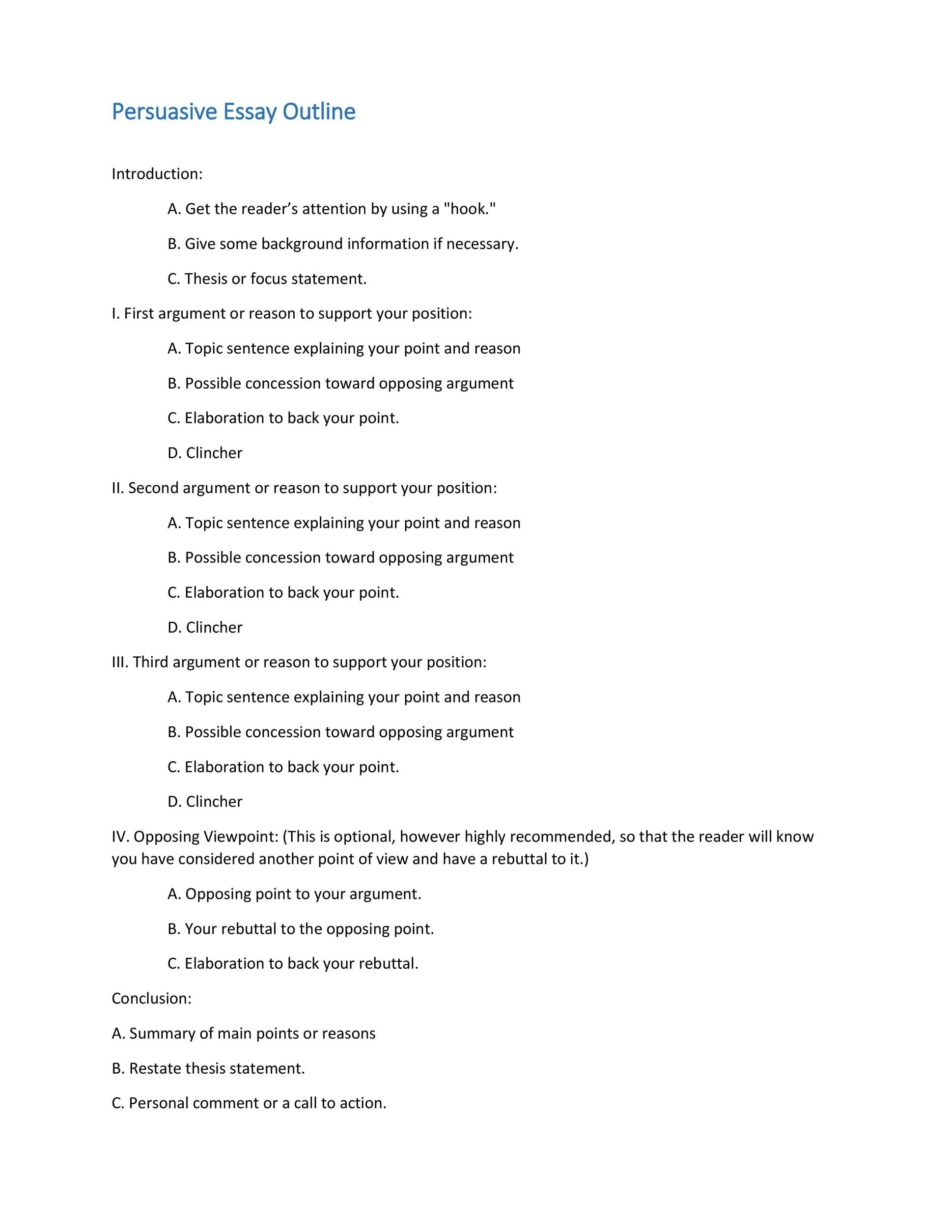 37 Outstanding Essay Outline Templates Argumentative Narrative Persuasive 