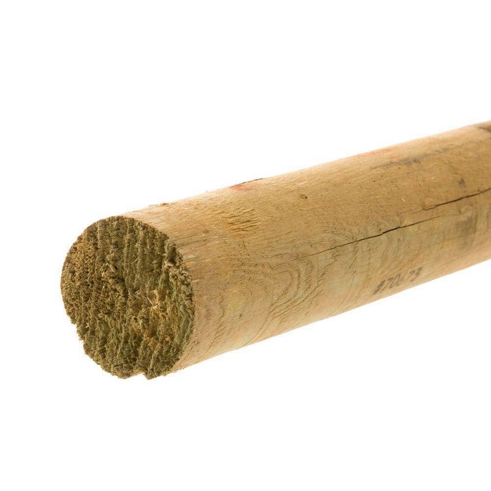 5 In X 5 In X 8 Ft Wood Pressure Treated Southern Yellow Pine Round Fence Post 58PT The Home Depot