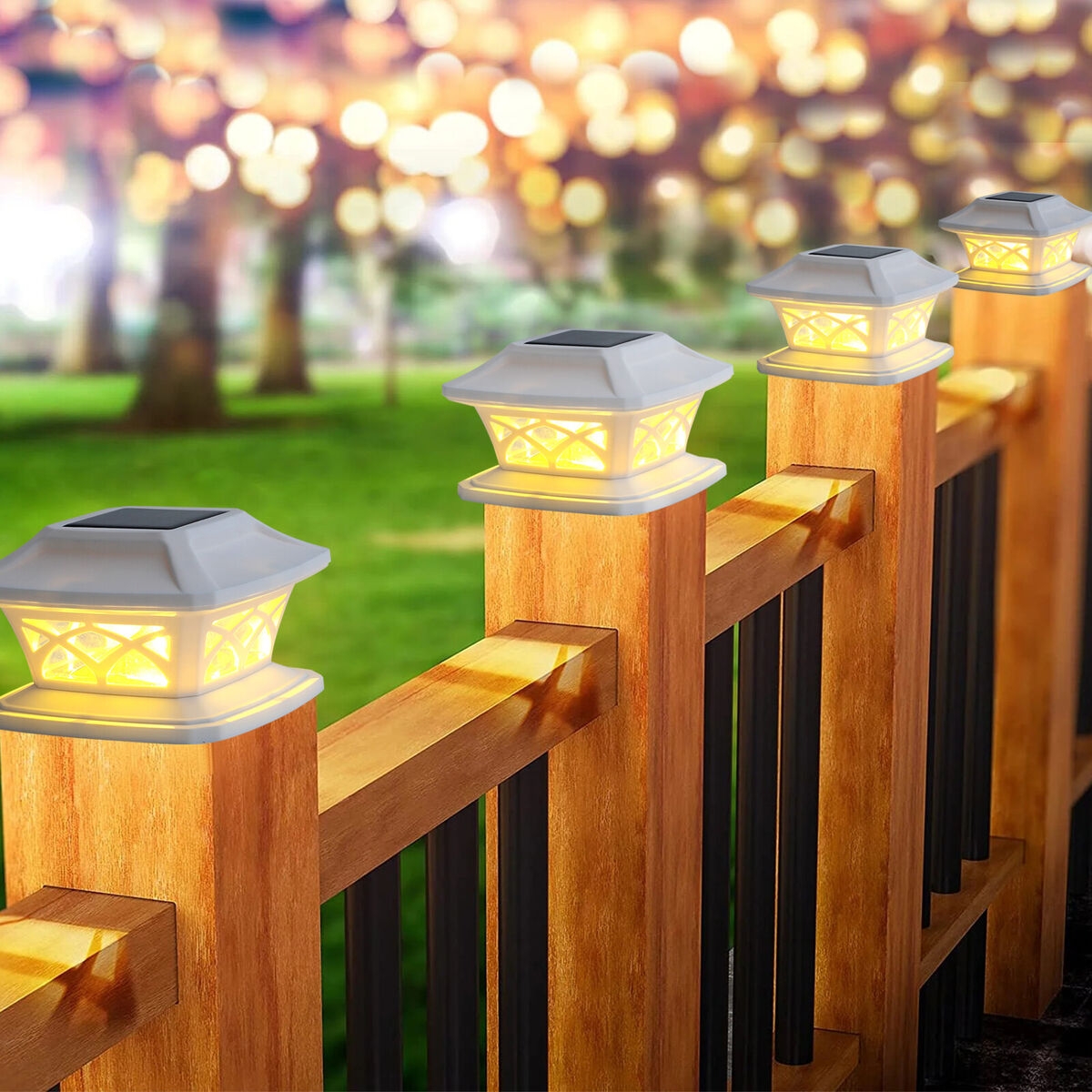 8pc Outdoor Waterproof Landscape Fence Solar Post Cap Lights W 2 Lighting Modes EBay