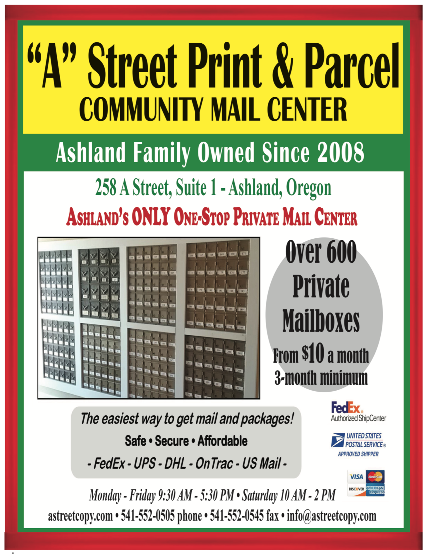 A Street Print Parcel Printing Shipping Private Mailboxes More Ashland Oregon LocalsGuide