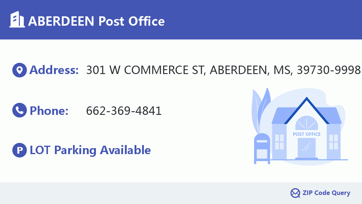 ABERDEEN Post Office Mississippi United States ZIP Code 5 Plus 4 