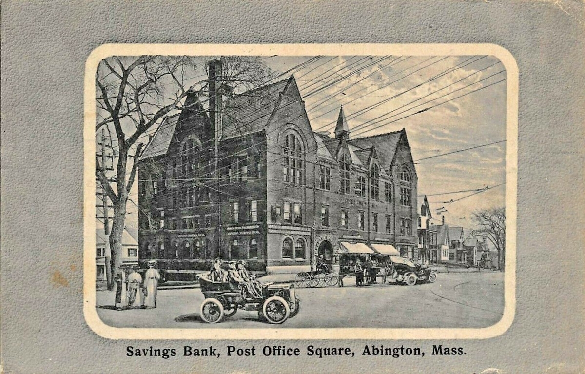 ABINGTON MA SAVINGS BANK POST OFFICE SQUARE 1913 THOMSON THOMSON PUBL POSTCARD EBay