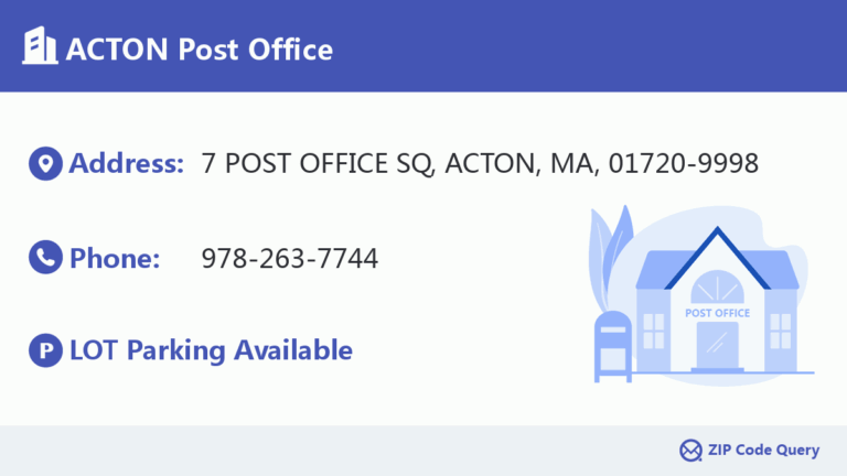 ACTON Post Office Massachusetts United States ZIP Code 5 Plus 4 