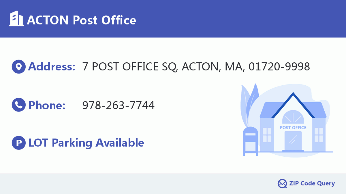 ACTON Post Office Massachusetts United States ZIP Code 5 Plus 4 