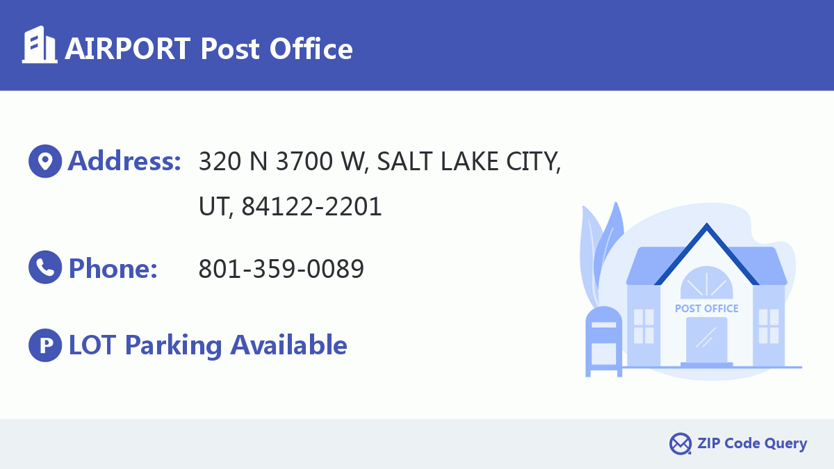AIRPORT Post Office Utah United States ZIP Code 5 Plus 4 