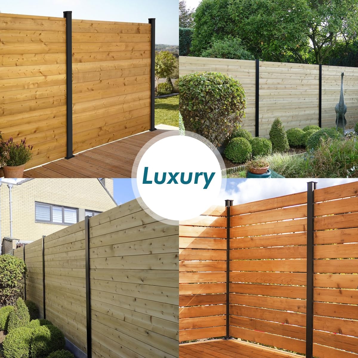Amazon 1 Corner Post For 6ft Outdoor Privacy Fence Panels Matte Black Metal Wood Fence Post No Dig Hard Surface Mount 1 Post For 90 Degree Patio Lawn Garden