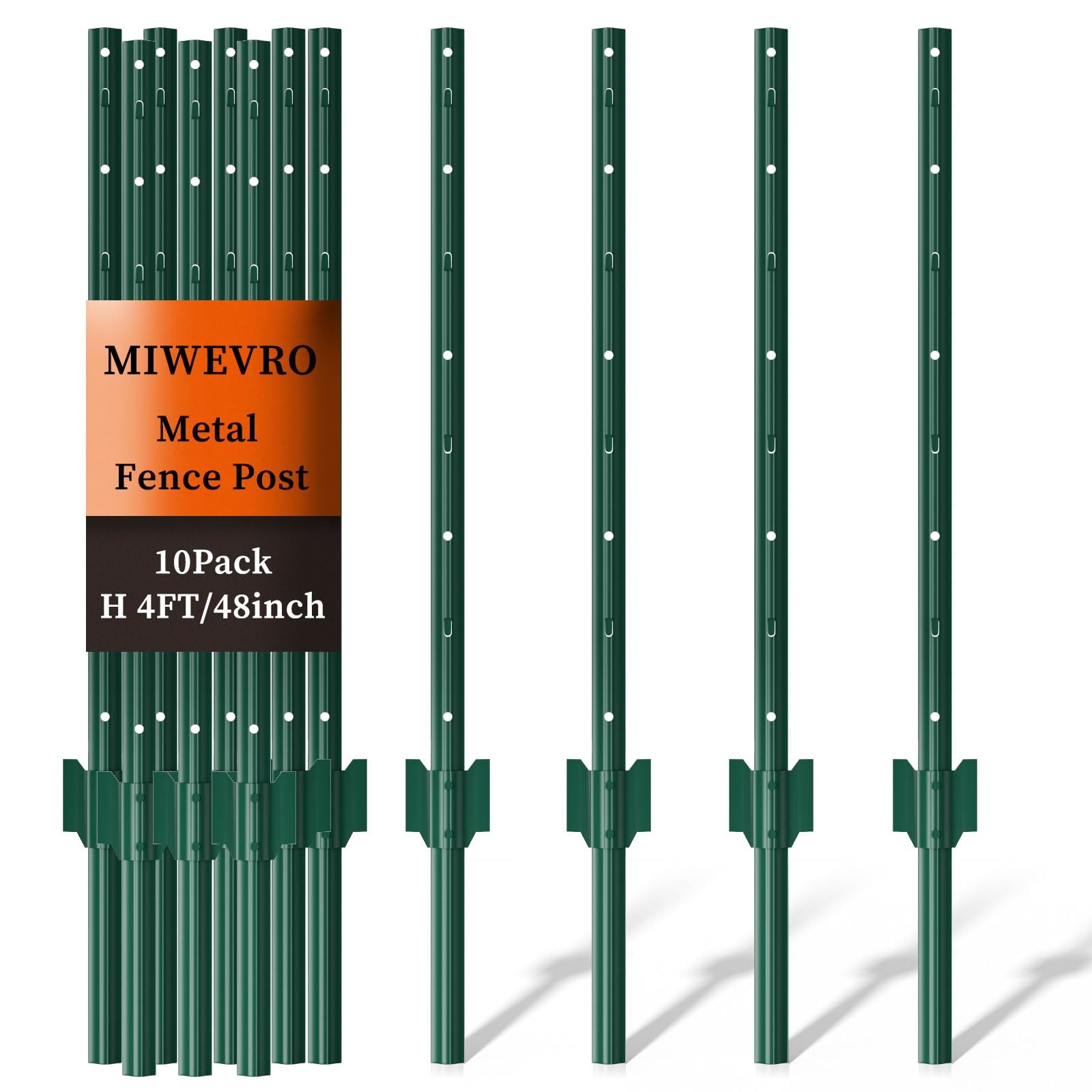Amazon 10 Pack Garden Fence Post 4 Feet Heavy Duty Metal U Post For Wire Fence No Dig Garden Fence Stakes For Temporary Fencing Electric Fence Wire Corner Anchor And More Green 