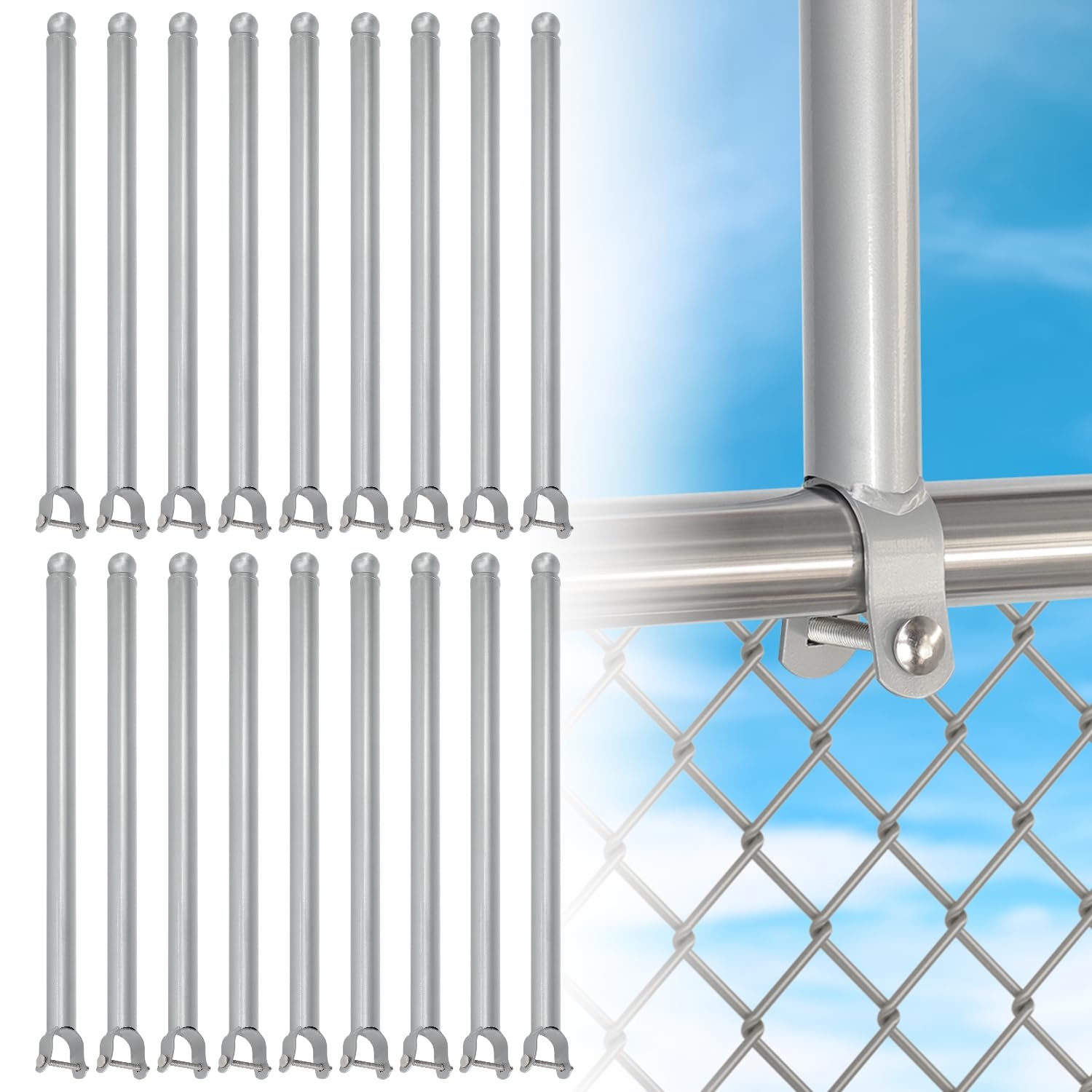 Amazon 18 Pack Chain Link Fence Extension 25 2 Fence Extension Height Galvanized Post Extender For Dogs And Privacy 1 3 8 Silver