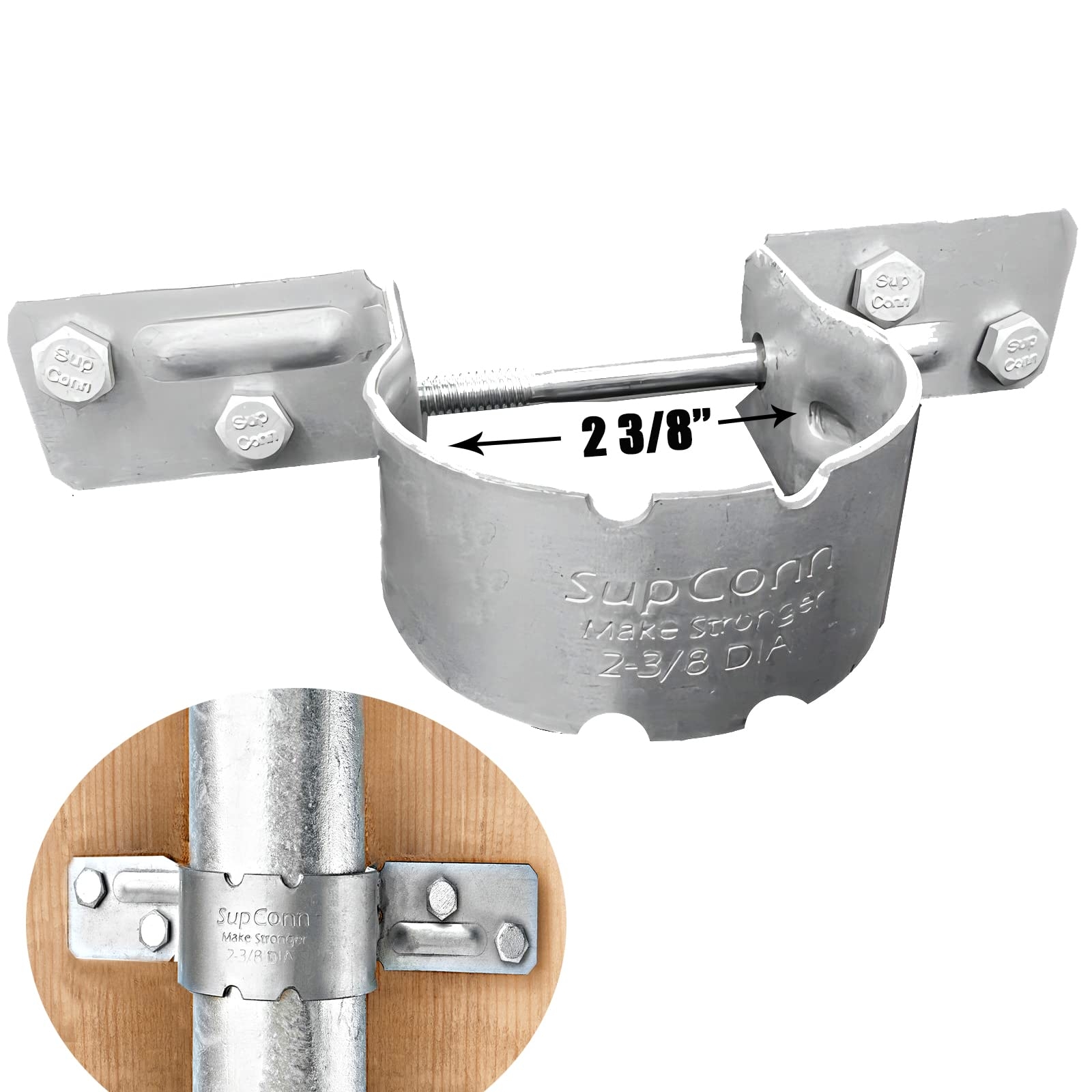 Amazon 2 3 8 Steel To Wood Fence Brackets 12 Pcs SupConn With 48 Screws Galvanized Pipe Grip Tie Fence Brackets For Metal Posts Metal Fence Post Brackets Industrial Scientific