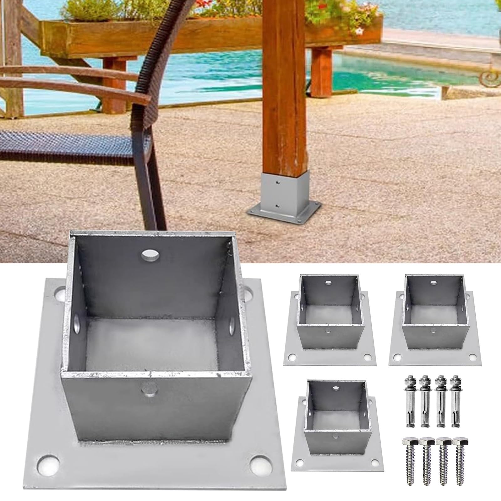 Amazon 2x2 3x3 4x4 5x5 6x6 Wood Fence Post Anchor Base 4mm Thick Stainless Steel With Wood Screws And Concrete Anchors For Deck Railing Mailbox Color 40x40 Mm 1 6x1 6 In Size 