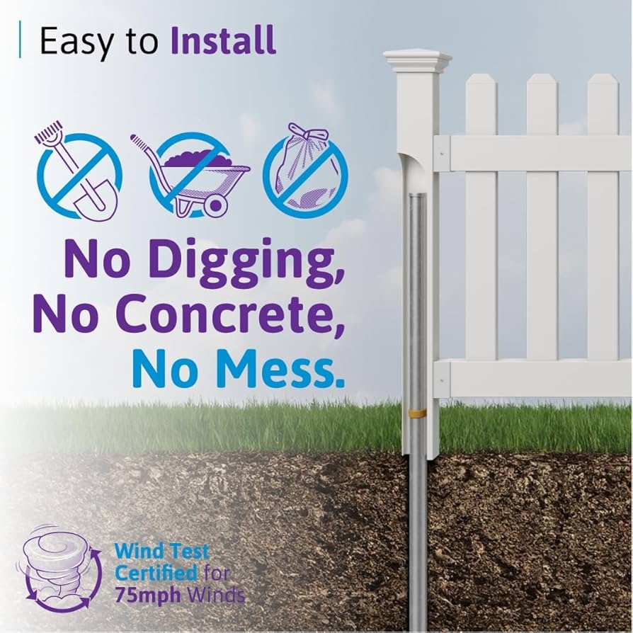 Amazon 3ft Tall 1 Post Fence Finishing Post For WamBam Newport No Dig White Picket Fence Easy Install Outdoor Fence For Backyard Or Patio Outdoor Fencing No Dig Fence Panels ZP19003 