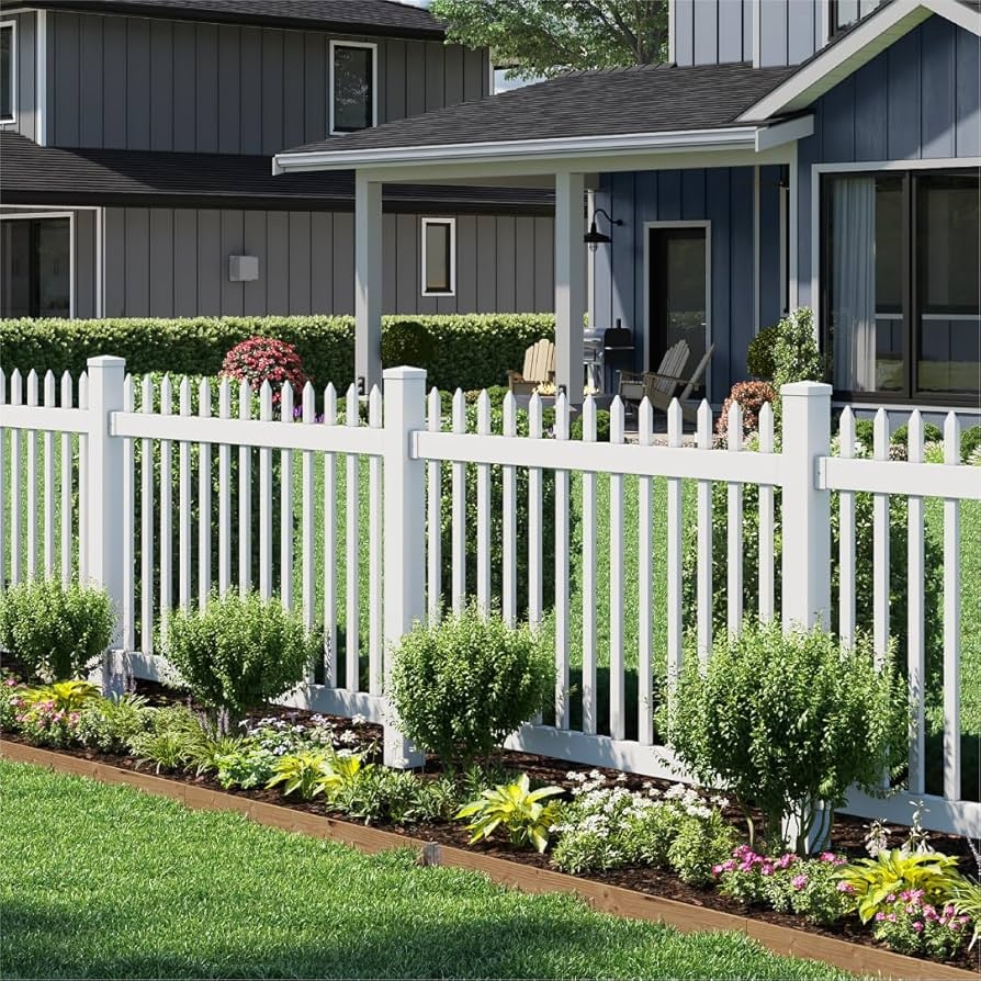 Amazon 4ft H X 6ft W 1 Panel 1 Post No Dig WamBam Nantucket Fence Kit White Vinyl Picket Fence Panel Easy DIY Installation Fence Panel Kit Durable Outdoor Fence For