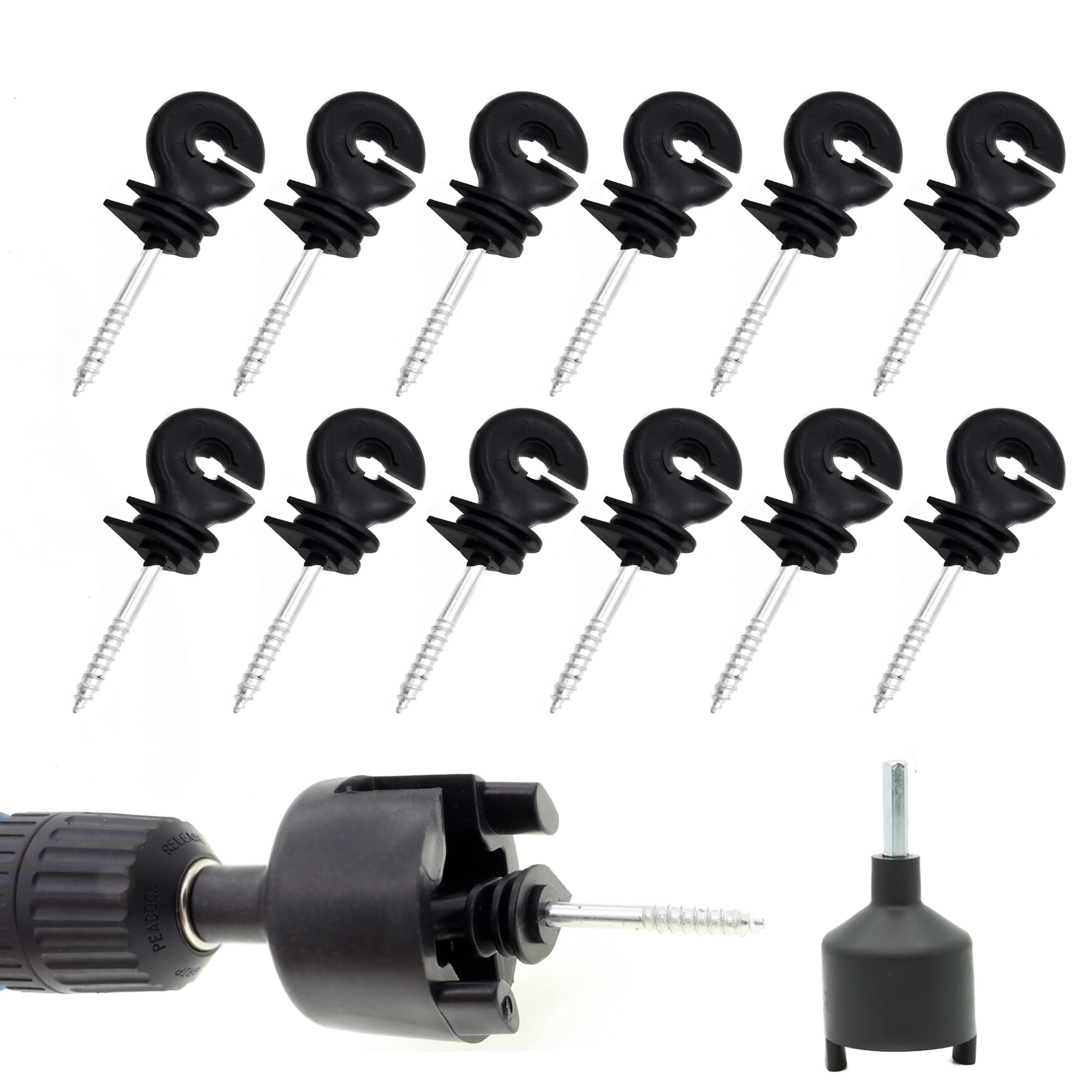 Amazon 60 Pcs Electric Fence Insulator Screw in Insulator Fence Ring Post Wood Post Insulator And 1 Pcs Free Insulator Socket Tool Black Patio Lawn Garden
