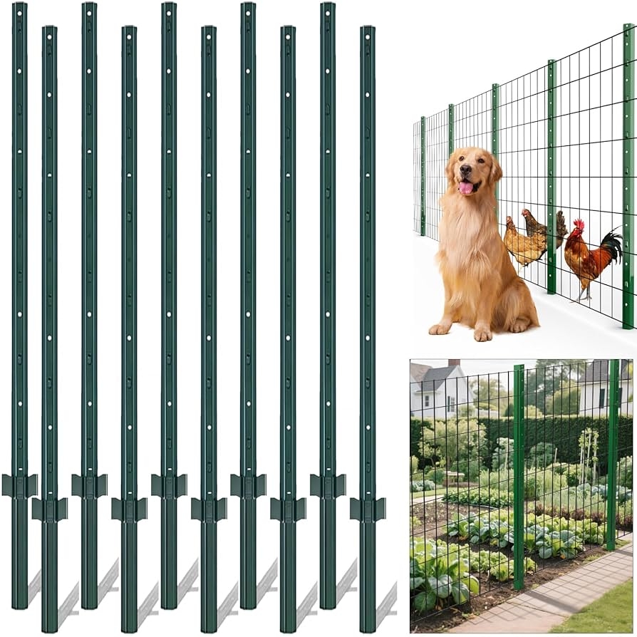 Amazon AMAGABELI GARDEN HOME Metal Fence Posts 4 Feet 10 Pack Heavy Duty No Dig Garden U Post Stakes For Wire Fence Temporary Fencing Safety Fence Plastic Mesh Fence Garden