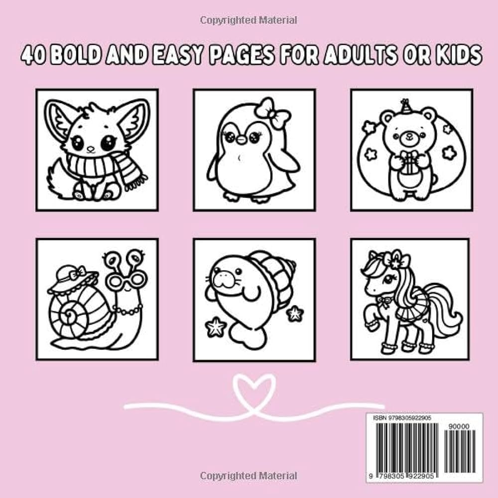 Amazon Cute Animals Coquette Inspired Bold And Easy Coloring Book For Adults Or Kids Bold And Easy Coloring Books 9798305922905 Colors Sunflo Books
