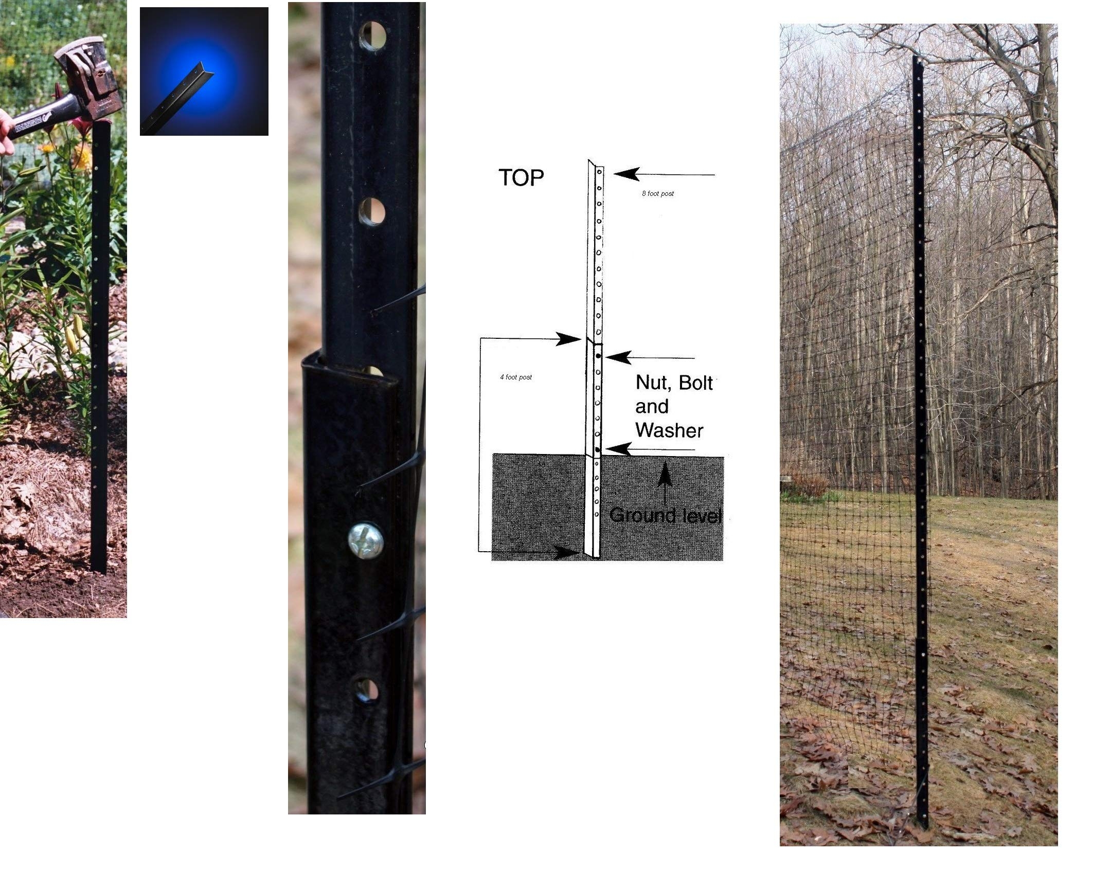 Amazon Deer Fence Posts Angle Steel Black Garden Fence Poles 8 Feet 10 Poles Patio Lawn Garden