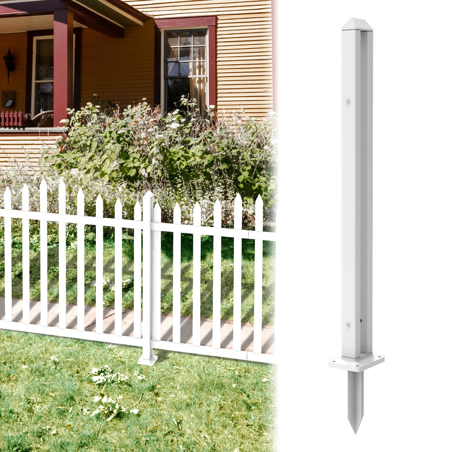 Amazon ECOOPTS 32 H Vinyl Picket Fence Post White PVC Post For Picket Fence Patio Lawn Garden