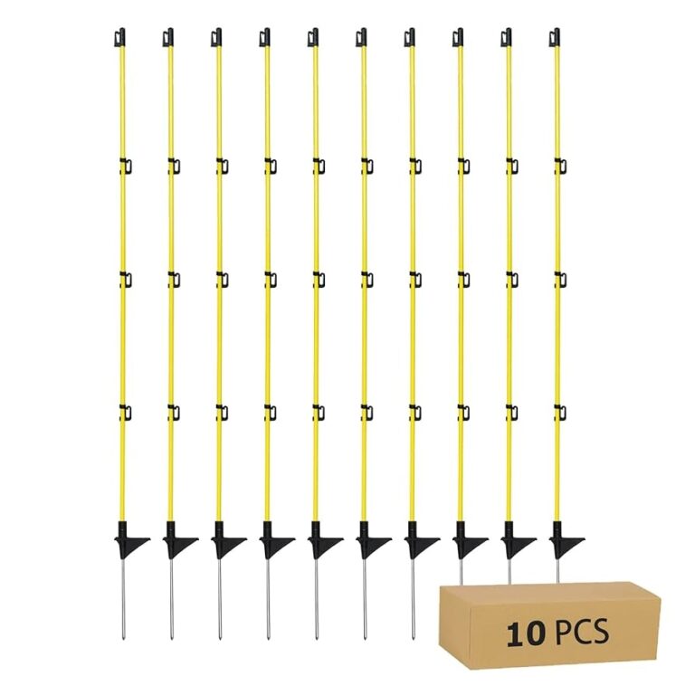 Amazon Electric Fence Posts 46 Inches Fiberglass Step In Temporary Electric Fence Posts For Cows Sheep Dog Portable Fence Stakes For Electric Fencing 10 PCS Patio Lawn Garden