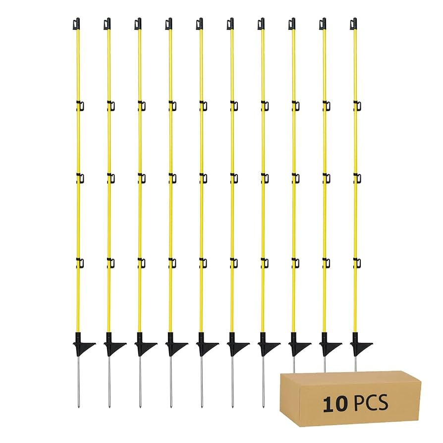Amazon Electric Fence Posts 46 Inches Fiberglass Step In Temporary Electric Fence Posts For Cows Sheep Dog Portable Fence Stakes For Electric Fencing 10 PCS Patio Lawn Garden