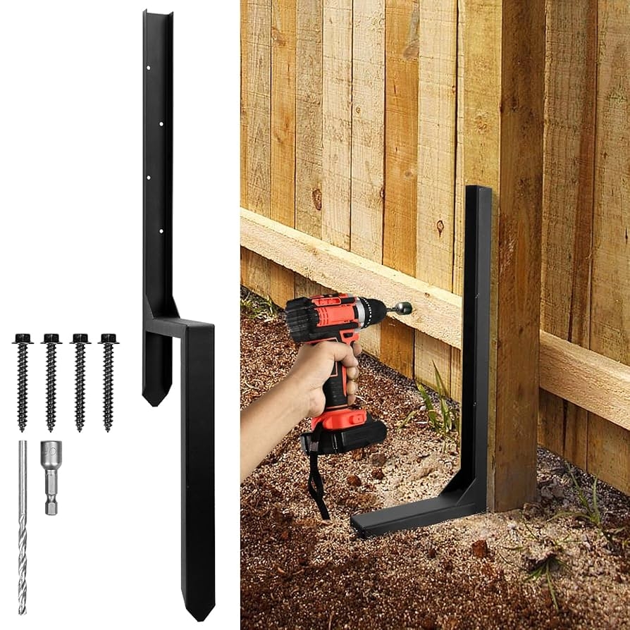 Amazon Fence Post Repair Kit Heavy Duty Steel Fence Post Anchor Ground Spike For Repair Tilted Broken Wood Fence Post Double Legs Set 1 