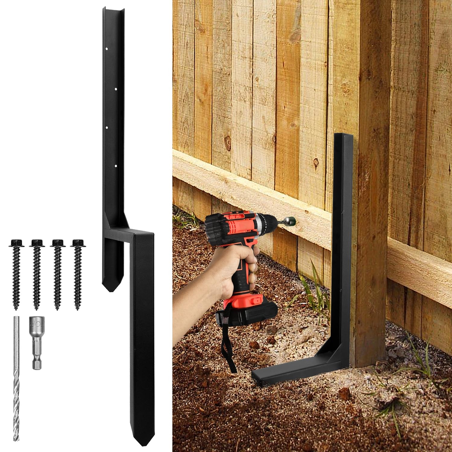 Amazon Fence Post Repair Kit Heavy Duty Steel Fence Post Anchor Ground Spike For Repair Tilted Broken Wood Fence Post Double Legs Set 1 