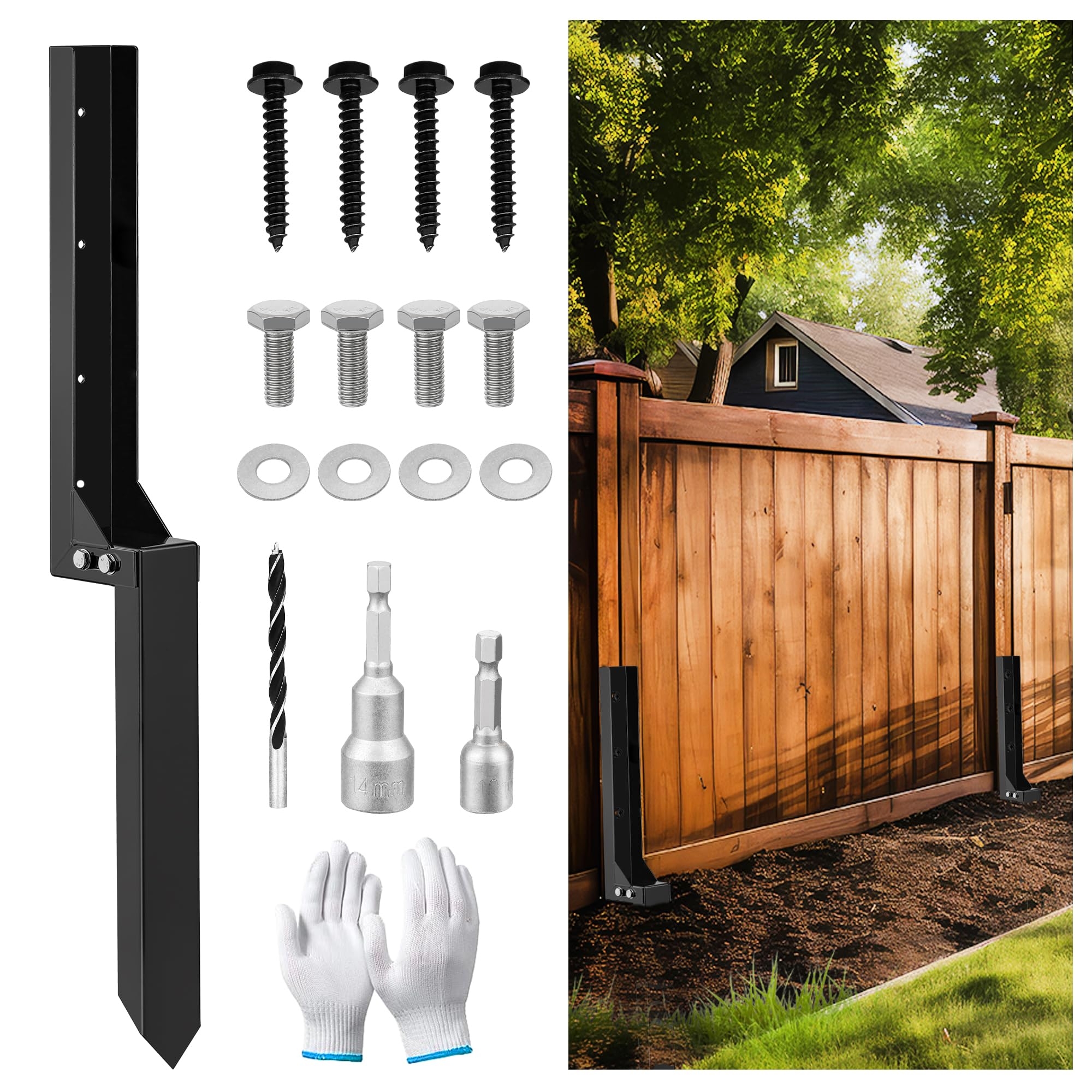 Amazon Fence Post Repair Stakes Kit Heavy Duty Steel Fence Post Repair Bracket Anchor With Anti Rust Quick Fix Broken And Leaning Wood Posts Stabilizer Ground Spike Kits 1 Pack 