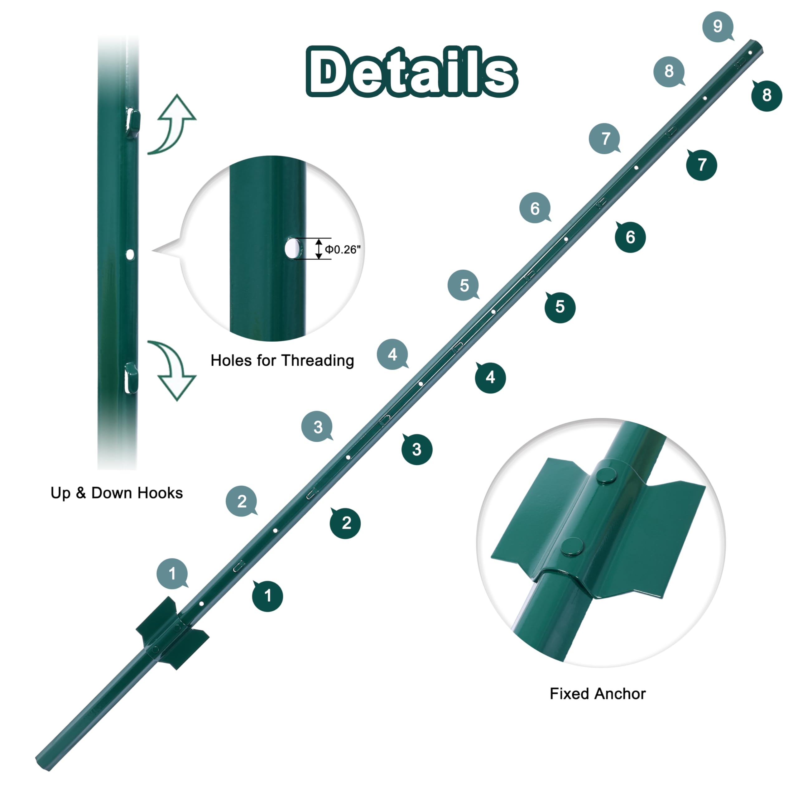 Amazon Fence Posts 5Feet Pack Of 10Heavy Duty Metal Fence Posts With U Slots Steel Fence U Posts For Securing Garden Wire Corner Anchor Posts And More Patio Lawn Garden