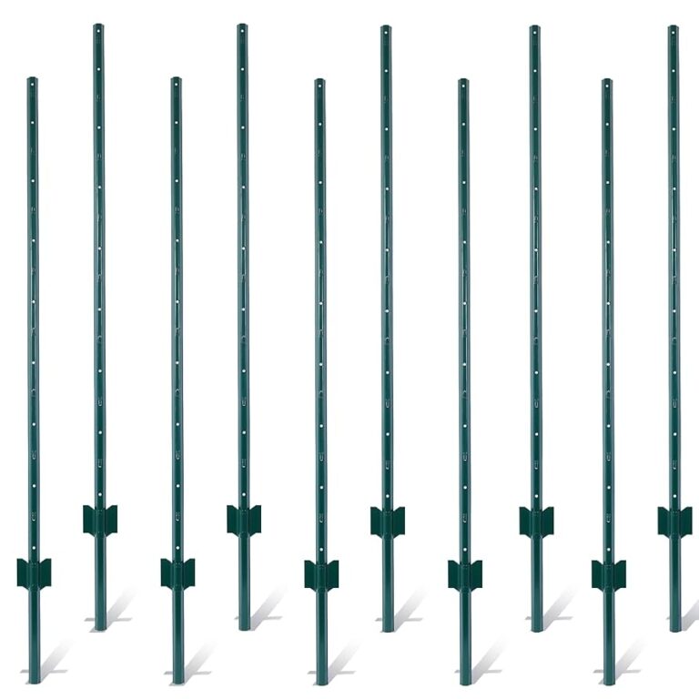 Amazon Fence Posts 5Feet Pack Of 10Heavy Duty Metal Fence Posts With U Slots Steel Fence U Posts For Securing Garden Wire Corner Anchor Posts And More Patio Lawn Garden