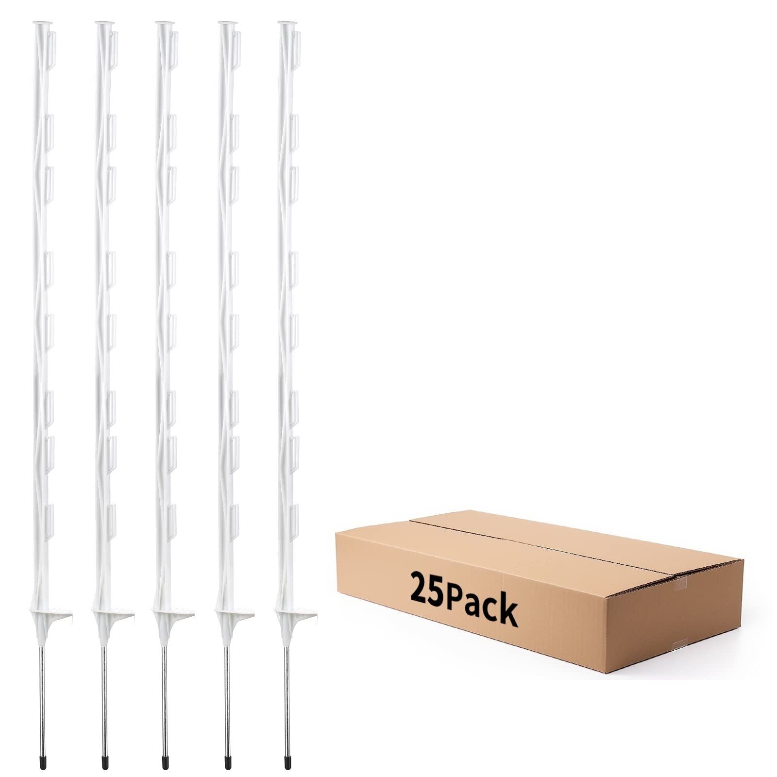 Amazon FENSMILE 48Inch Step in Fence Post Electric Fence System Post For Garden And Farm 25 Pack White Patio Lawn Garden