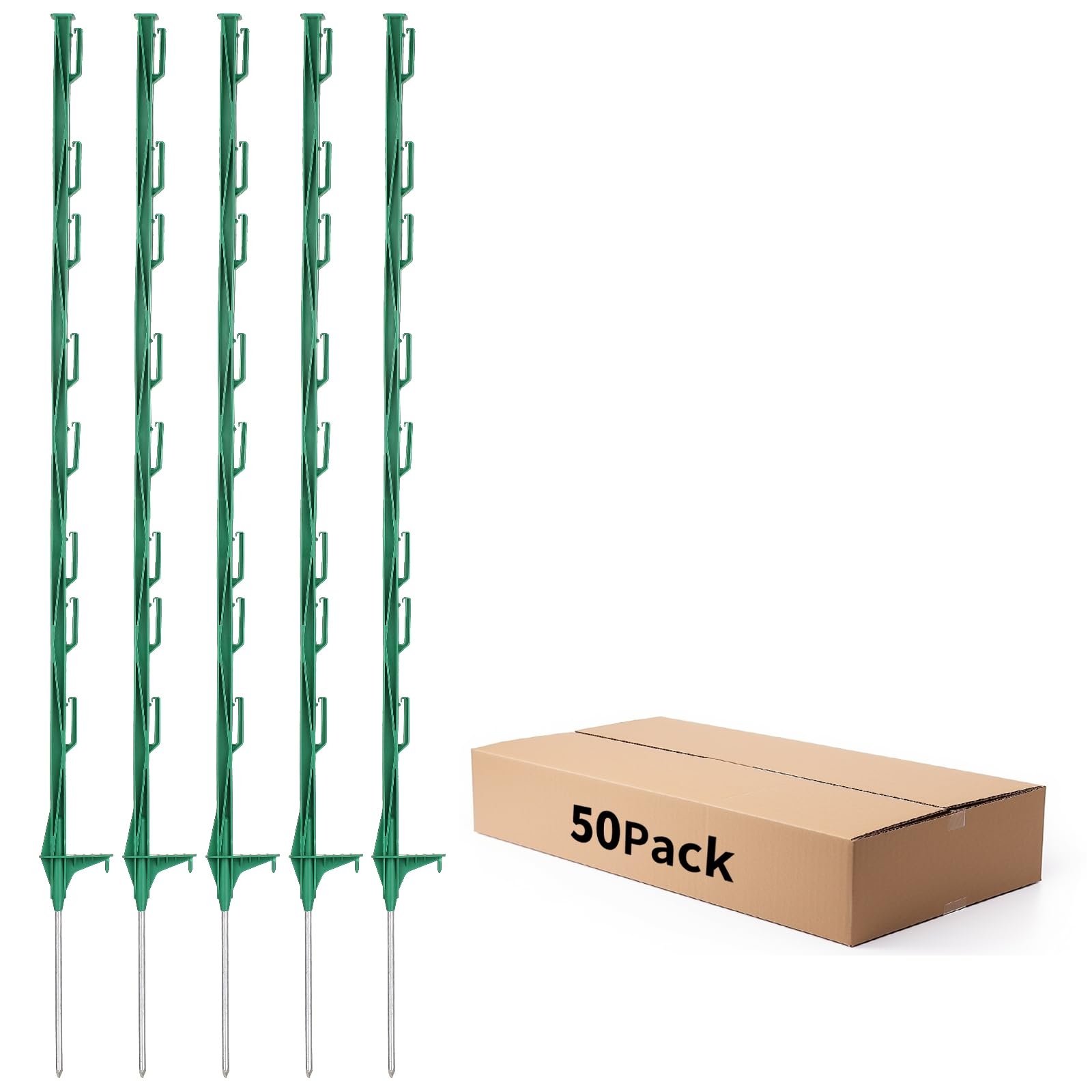 Amazon FENSMILE Electric Fence Posts With Clips Pack Of 50 48Inch Temporary Plastic Step in Fence Post For Garden And Farm Green Patio Lawn Garden