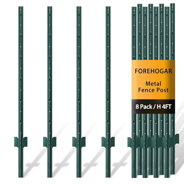 Amazon FOREHOGAR Metal Fence Post 4 Feet Green Pack Of 8 T Post For Wire Fence No Dig Steel U Posts Fencing For Lawn Garden Wire Mesh Fences Poles Sign Outdoor