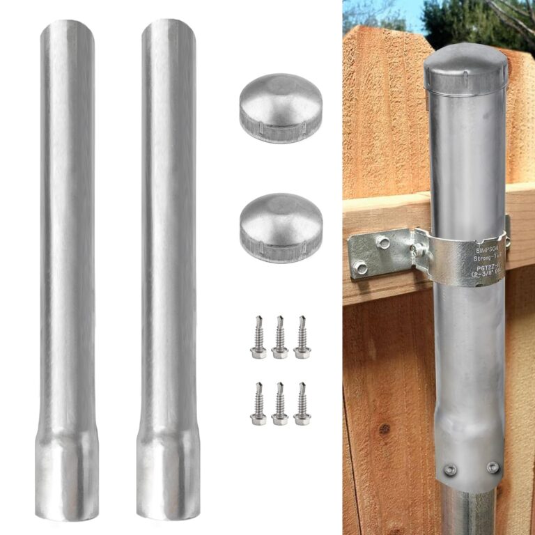 Amazon GRELWT 2 Pack 2 3 8 OD Metal Post Extender 24 Fence Post Extension Height Hot dip Galvanized Steel Includes Screws And Caps Patio Lawn Garden