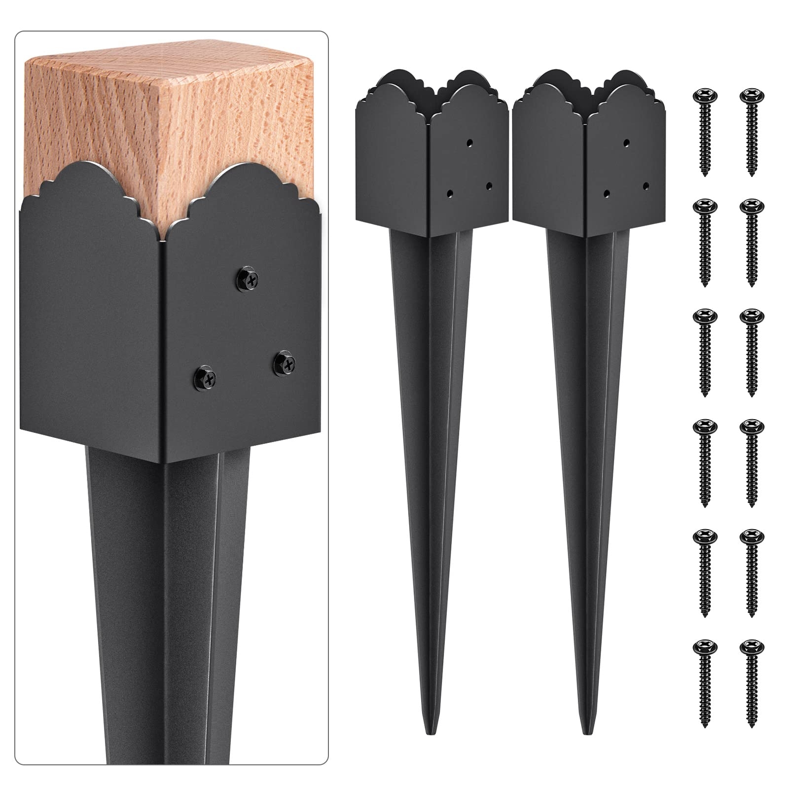 Amazon Insaga 4x4 Post Base Spike Heavy Duty Fence Anchor Ground Spike Mailbox Fence Support Base 23 X 3 7 X 3 7 Inner Dia 3 5x3 5 2Pcs Patio Lawn Garden