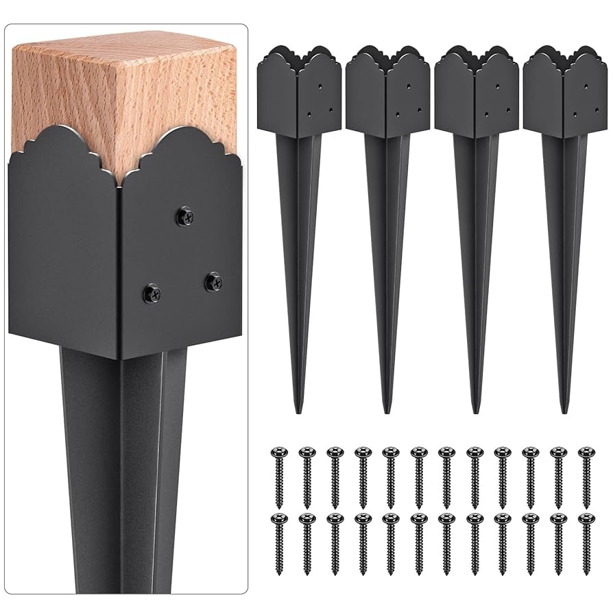 Amazon Insaga Decorative 4x4 Post Base Spike Heavy Duty Fence Post Anchor Ground Spike For Mailbox Fence Post Fence Stakes Post Support Base 23 X 3 7 X 3 7 Outer Diameter Inner
