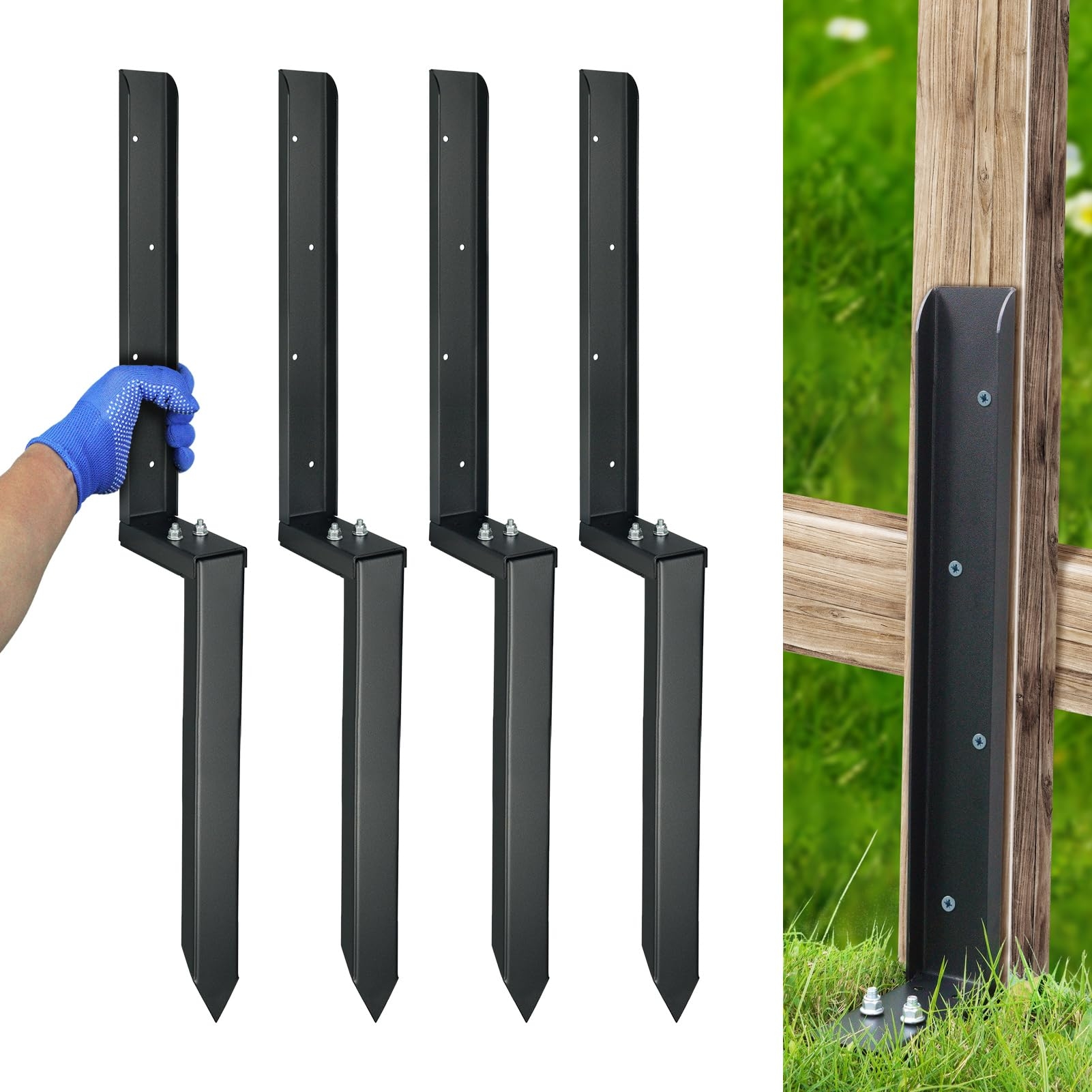 Amazon JPOIP Heavy Duty Steel Fence Post Repair Kit 32 Inch Long Fence Post Anchor Ground Stakes For Repair Tilted Broken Wood 4 Pack Patio Lawn Garden
