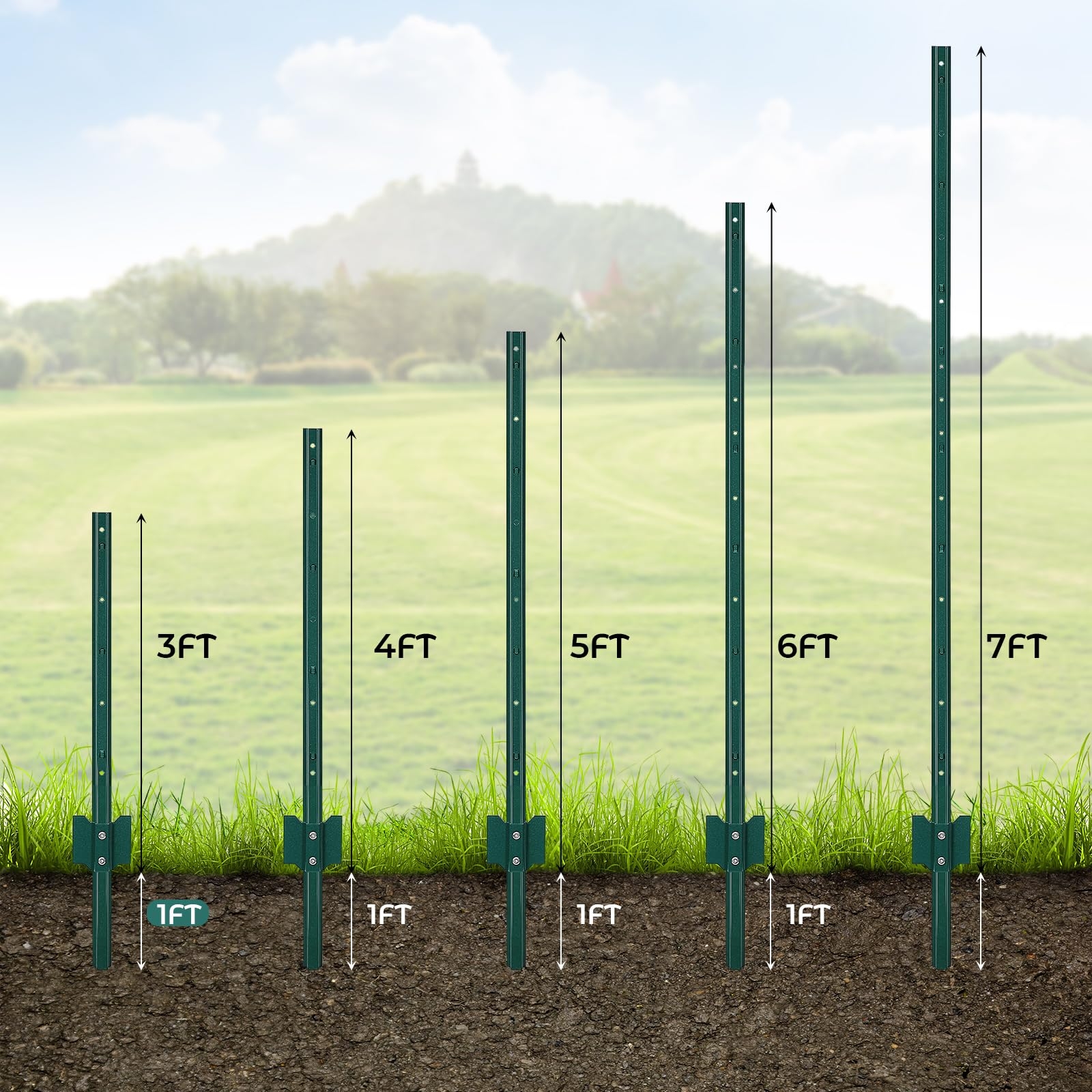 Amazon Metal Fence Post 5 FT U Channel Garden Fence Stakes Posts 8Pack Patio Lawn Garden