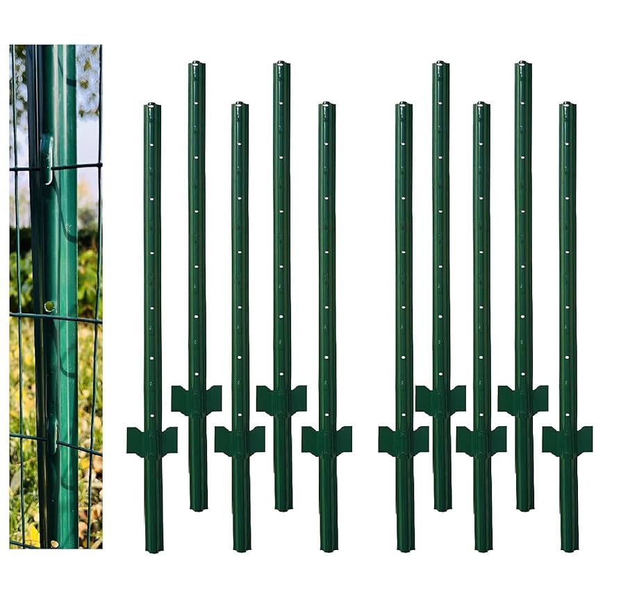 Amazon Metal Fence Post Green 4 Feet Pack Of 10 For 36 Inch High Garden Welded Wire Fence U Channel Steel Garden Post Patio Lawn Garden
